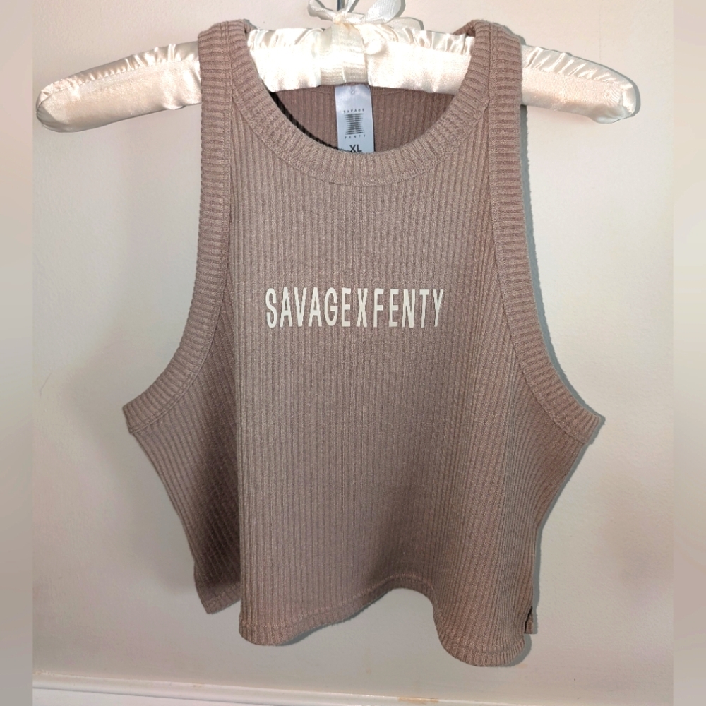 Savage X Fenty Women's Tan Ribbed Tank Top